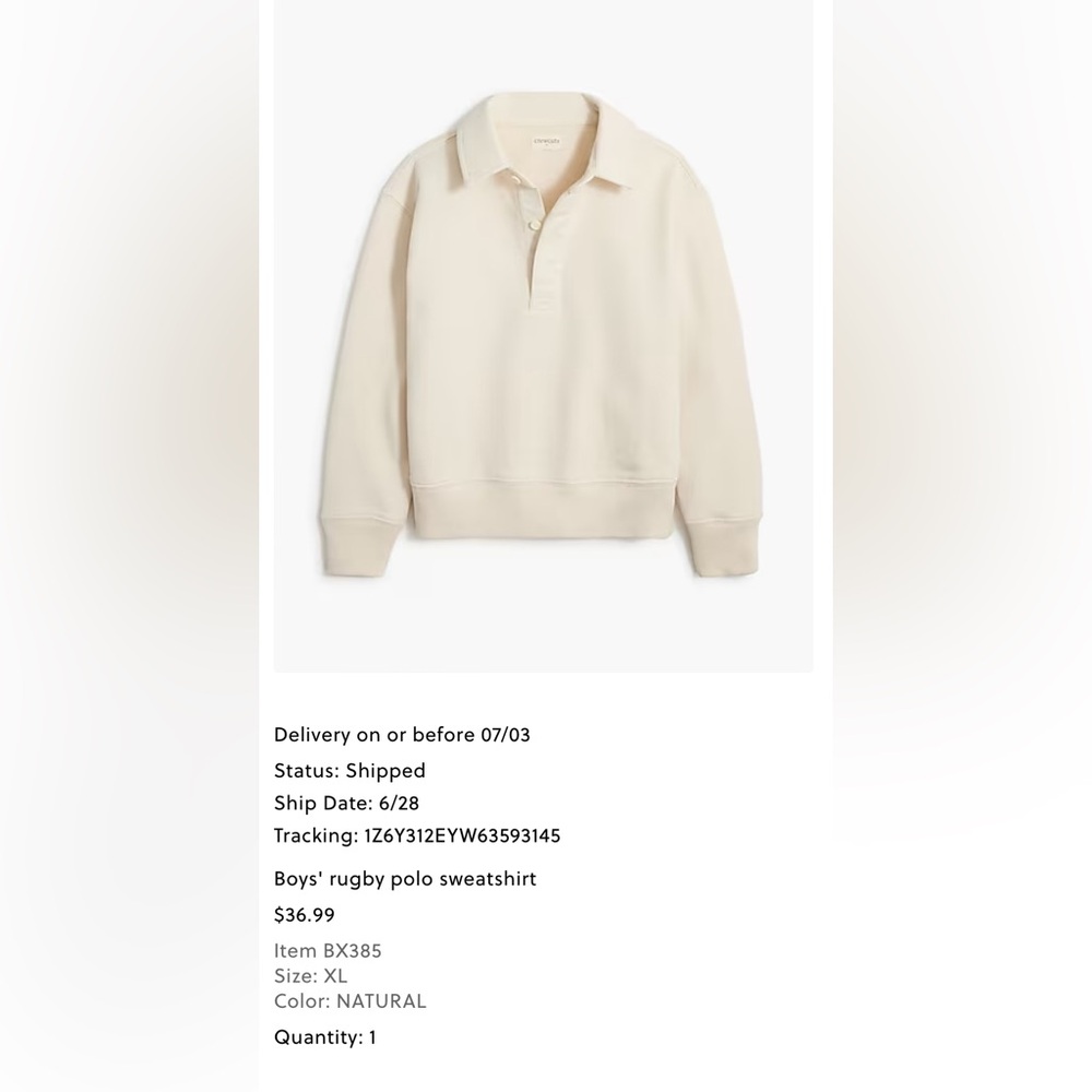 Worn once! Crewcuts Rugby sweatshirt polo